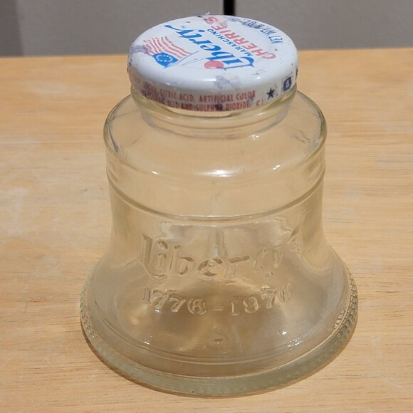 Vintage 1776-1976 Bicentennial Liberty Maraschino Cherries Bell Shaped 6 oz Jar - Picture 1 of 11